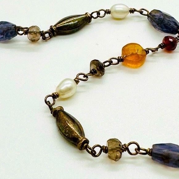 Vintage Silver Multi Precious Stone Necklace - Picture 8 of 17